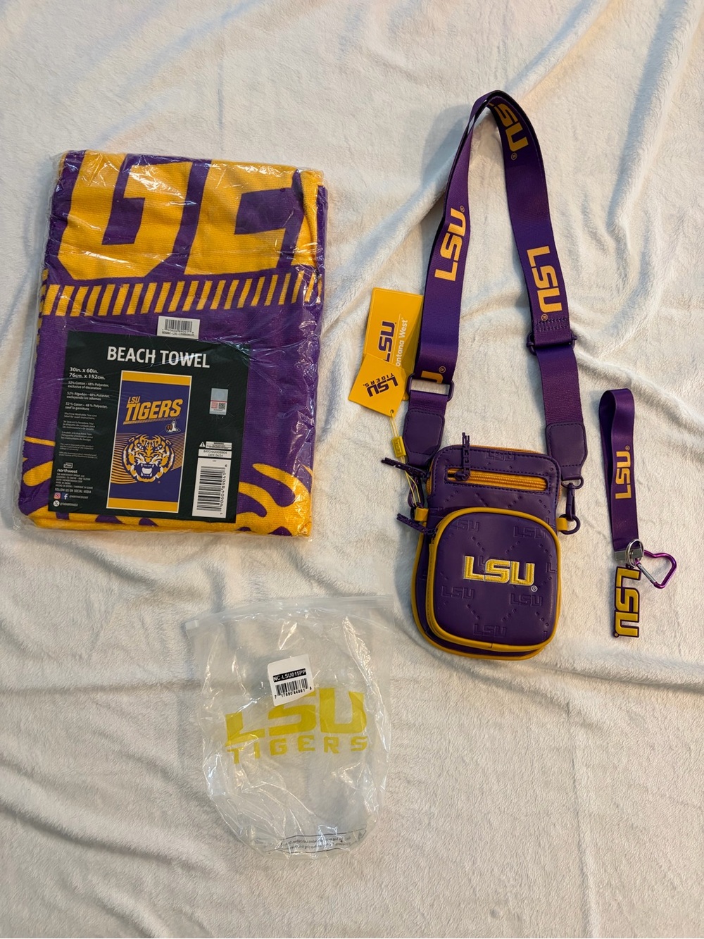 Montana West LSU Purple and Gold Crossbody Bag with Lanyard